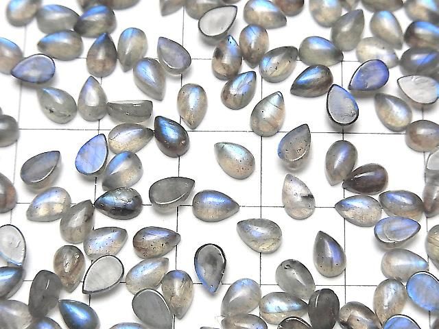 【動画】ブルーラブラドライトAA++ ペアシェイプ カボション6×4mm 10個 サムネイル4