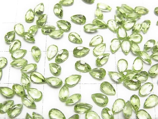 【動画】宝石質ペリドットAAA ルース ペアシェイプファセットカット5×3mm 10粒 サムネイル3