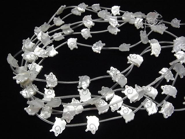 【動画】高品質ホワイトシェルAAA 羊シェイプ14×10mm 半連/1連(約14粒) サムネイル4