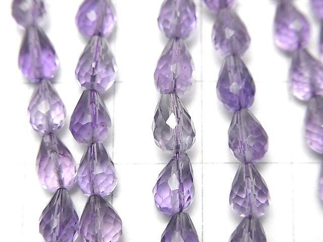 【動画】宝石質アメジストAAA- 縦穴ドロップカット 半連/1連(約22cm) サムネイル2