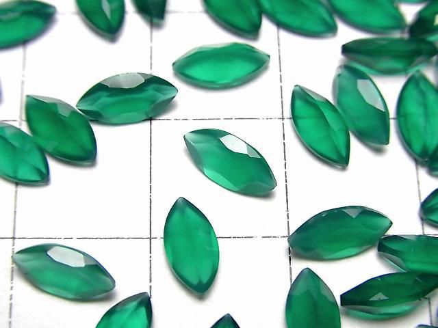 【動画】宝石質グリーンオニキスAAA ルース マーキスファセットカット8×4mm 10粒 サムネイル2