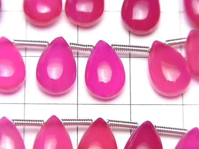 【動画】宝石質フューシャピンクカルセドニーAAA ペアシェイプ(プレーン)12×8mm 1連(16粒) サムネイル2