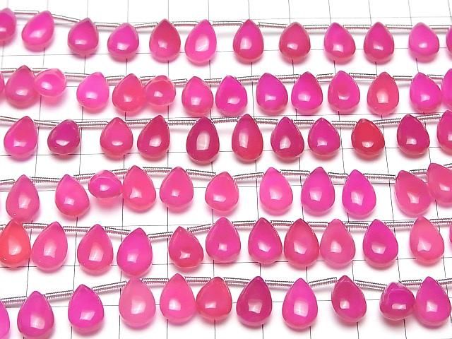 【動画】宝石質フューシャピンクカルセドニーAAA ペアシェイプ(プレーン)12×8mm 1連(16粒) サムネイル3