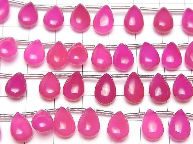 【動画】宝石質フューシャピンクカルセドニーAAA ペアシェイプ(プレーン)12×8mm 1連(16粒) サムネイル4