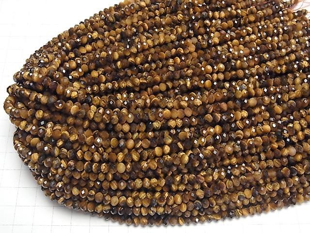 【動画】【素晴らしい輝き】イエロータイガーアイAAA- ボタンカット5×5×4mm 1連(約37cm) サムネイル4