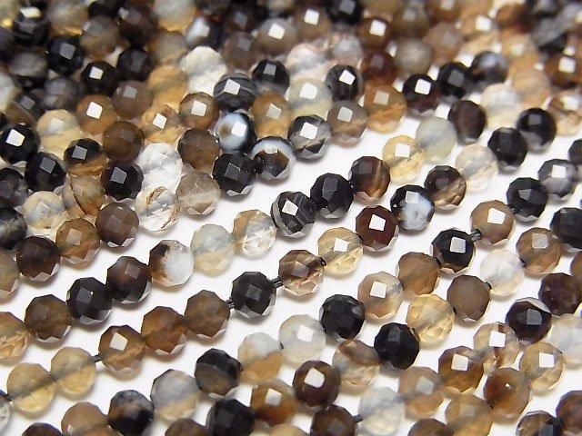 【動画】【素晴らしい輝き】ブラウンストライプアゲート ラウンドカット3mm 1連(約37cm)の画像
