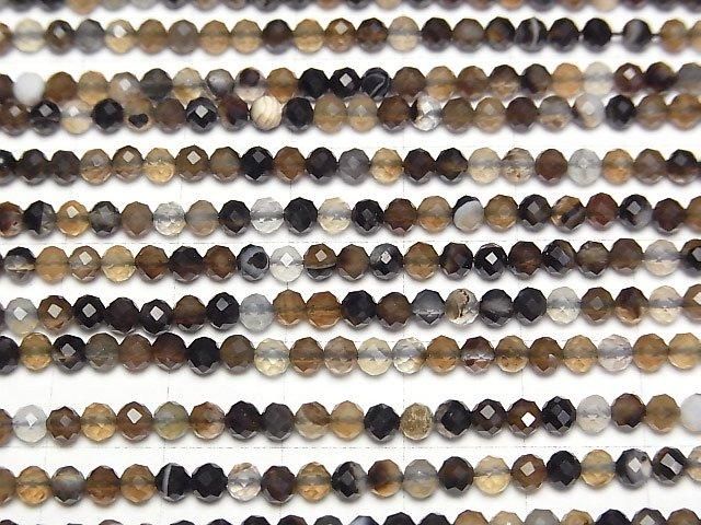 【動画】【素晴らしい輝き】ブラウンストライプアゲート ラウンドカット3mm 1連(約37cm) サムネイル3