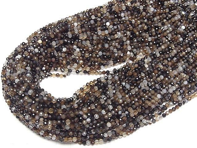 【動画】【素晴らしい輝き】ブラウンストライプアゲート ラウンドカット3mm 1連(約37cm) サムネイル4