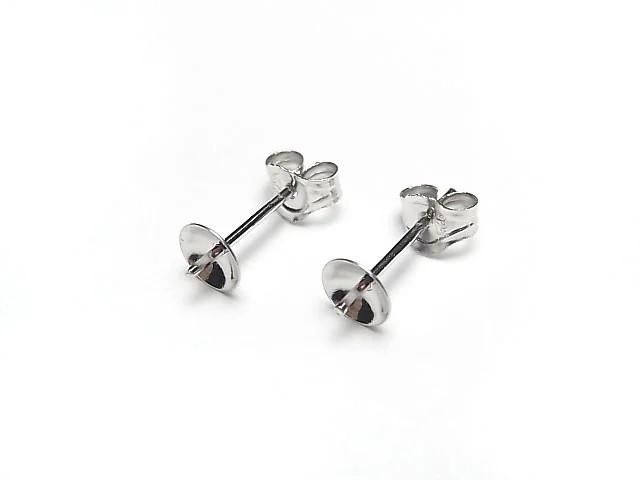 【動画】Silver925 皿付き直結ピアスポスト&キャッチ 【3mm】【4mm】【5mm】【6mm】【8mm】 ロジウム 3ペアの画像