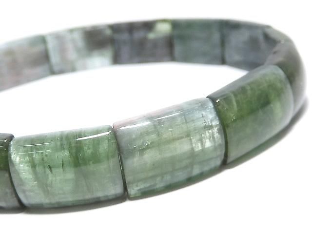 【動画】【1点もの】トルマリンキャッツアイAAA 2つ穴レクタングル 1連(ブレス) NO.6の画像