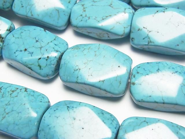 【動画】マグネサイトターコイズ レクタングルカット22×15mm 半連/1連(約35cm)の画像