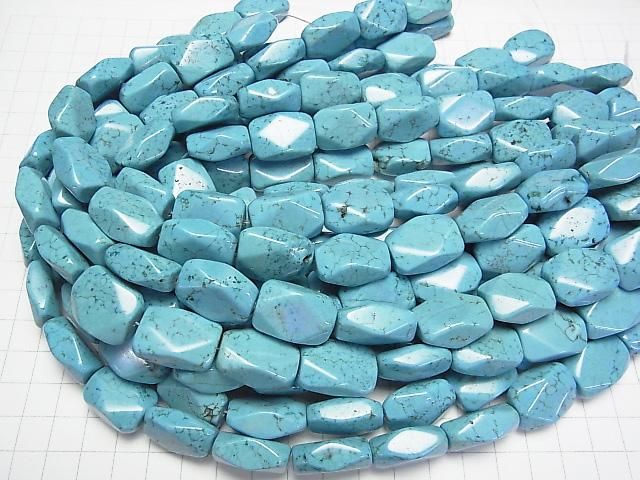 【動画】マグネサイトターコイズ レクタングルカット22×15mm 半連/1連(約35cm) サムネイル4