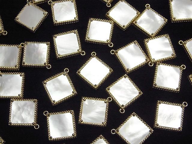 【動画】ホワイトシェル ダイヤ型チャーム16×16mm 18KGP製 1個 サムネイル4