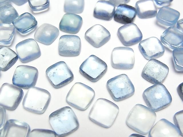 【動画】アクアマリンAAA- スクエア カボション7×7mm 5個の画像