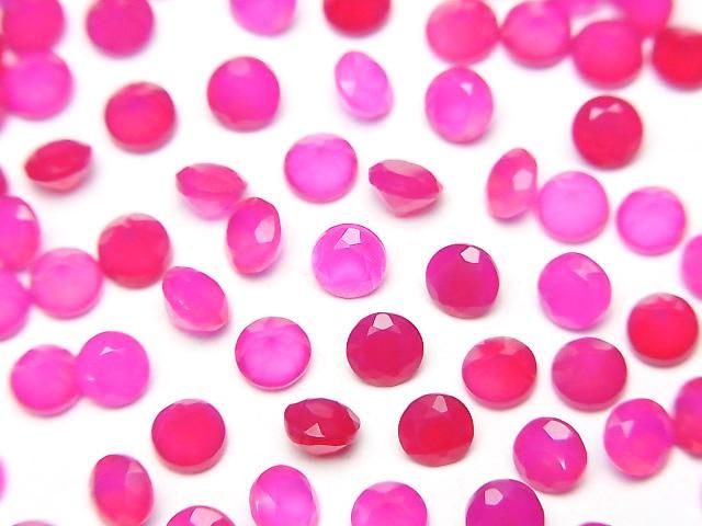 【動画】宝石質フューシャピンクカルセドニーAAA ルース ラウンドファセットカット4×4mm 10粒の画像