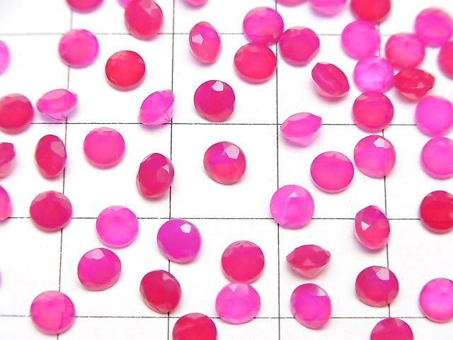 【動画】宝石質フューシャピンクカルセドニーAAA ルース ラウンドファセットカット4×4mm 10粒 サムネイル2