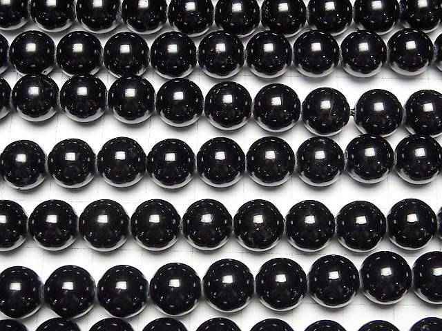 【動画】ブラックトルマリンAAA- ラウンド10mm 【2mm穴】 半連/1連(約37cm) サムネイル3