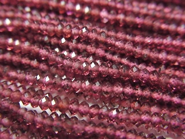 【動画】【素晴らしい輝き】宝石質モザンビーク産ガーネットAAA ボタンカット2×2×1.5mm 1連(約37cm)の画像
