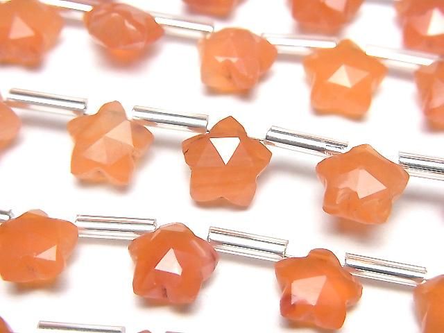 【動画】宝石質カーネリアンAA++ スターカット8×8mm 1連(8粒)の画像