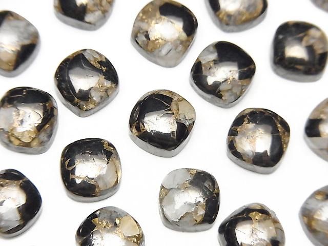 【動画】コッパーカルサイトオブシディアンAAA スクエア カボション8×8mm 5個の画像