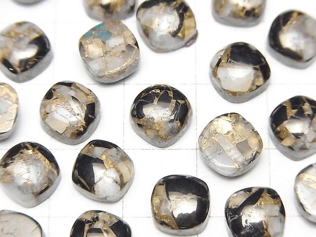 【動画】コッパーカルサイトオブシディアンAAA スクエア カボション8×8mm 5個 サムネイル2