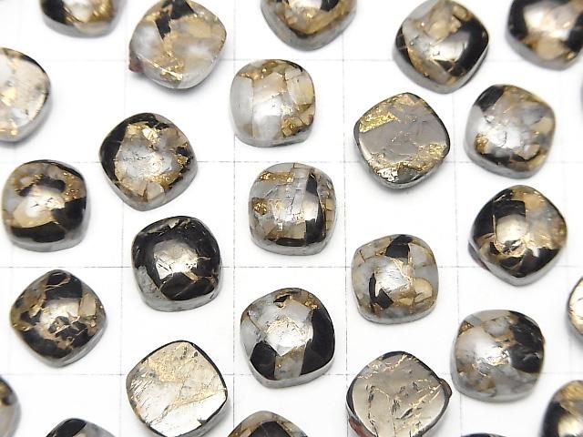 【動画】コッパーカルサイトオブシディアンAAA スクエア カボション8×8mm 5個 サムネイル3