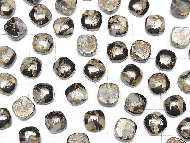 【動画】コッパーカルサイトオブシディアンAAA スクエア カボション8×8mm 5個 サムネイル4