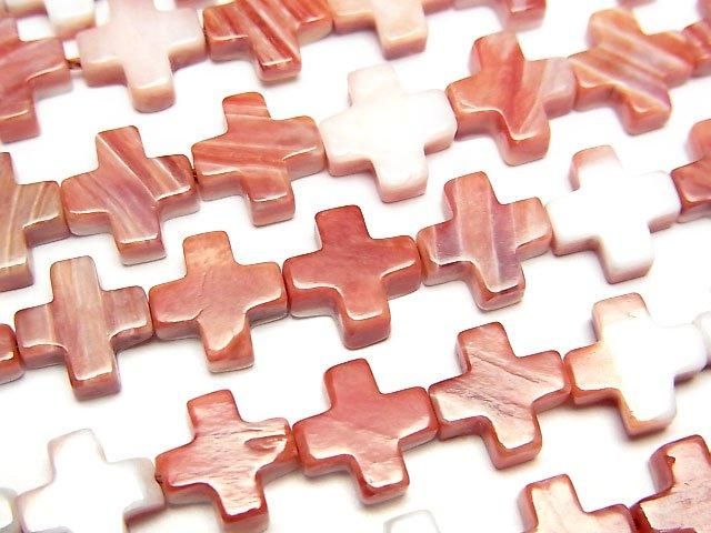 【動画】スパイニーオイスターシェル クロス(十字架)8×8mm 1/4連~1連(約38cm)の画像