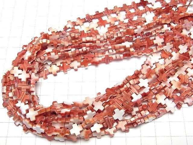 【動画】スパイニーオイスターシェル クロス(十字架)8×8mm 1/4連~1連(約38cm) サムネイル4