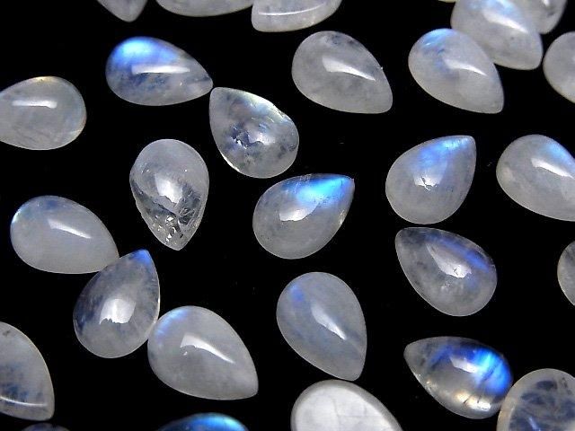 【動画】宝石質レインボームーンストーンAA++ ペアシェイプ カボション9×6mm 5個の画像
