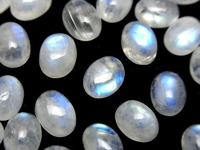 【動画】レインボームーンストーンAA++ オーバル カボション9×7mm 5個の画像