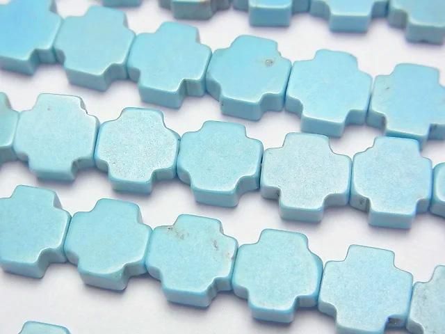 【動画】マグネサイトターコイズ クロス8×8mm 1連(約37cm)の画像
