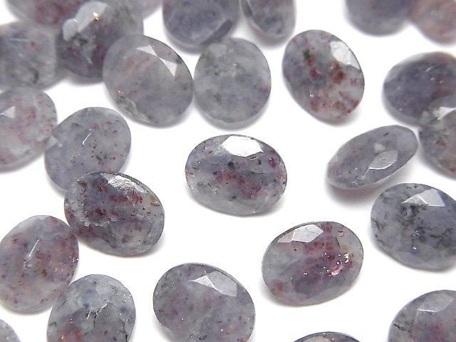 【動画】ブラッドショットアイオライトAA+ ルース オーバルファセットカット10×8mm 2粒の画像
