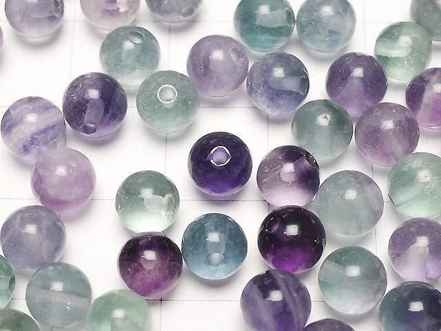 【動画】マルチカラーフローライトAA+ 片穴ラウンド6mm 10粒 サムネイル2