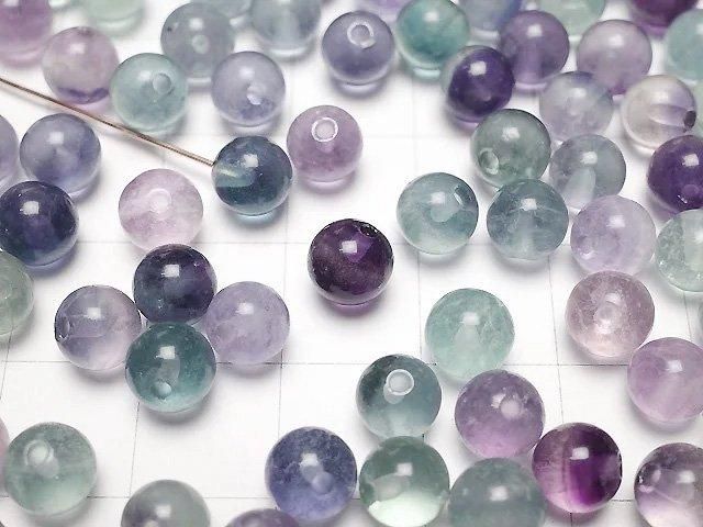 【動画】マルチカラーフローライトAA+ 片穴ラウンド6mm 10粒 サムネイル3