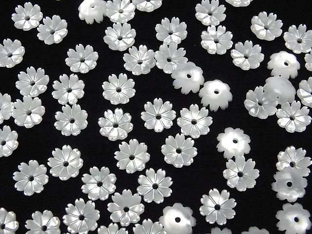 【動画】高品質ホワイトシェルAAA 立体フラワー 8mm 中央穴 4個 サムネイル4