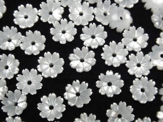 【動画】高品質ホワイトシェルAAA 立体フラワー 8mm 中央穴 4個
