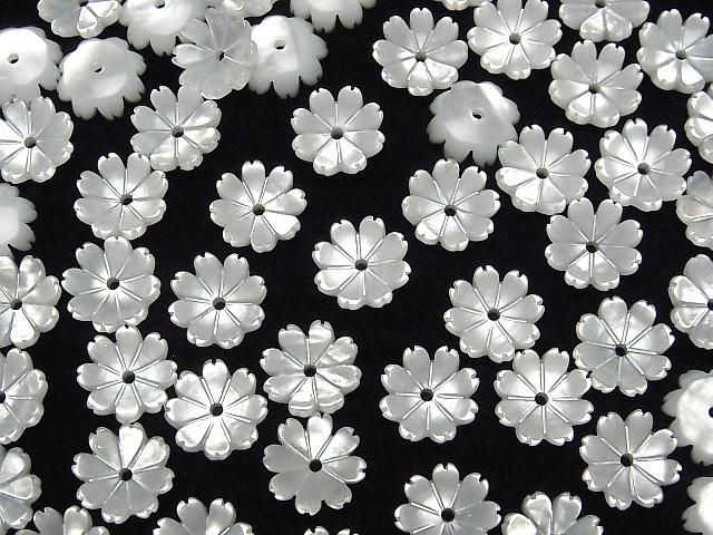 【動画】高品質ホワイトシェルAAA 立体フラワー 10mm 中央穴 4個 サムネイル4