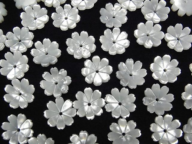 【動画】高品質ホワイトシェルAAA 立体フラワー 12mm 中央穴 4個 サムネイル4