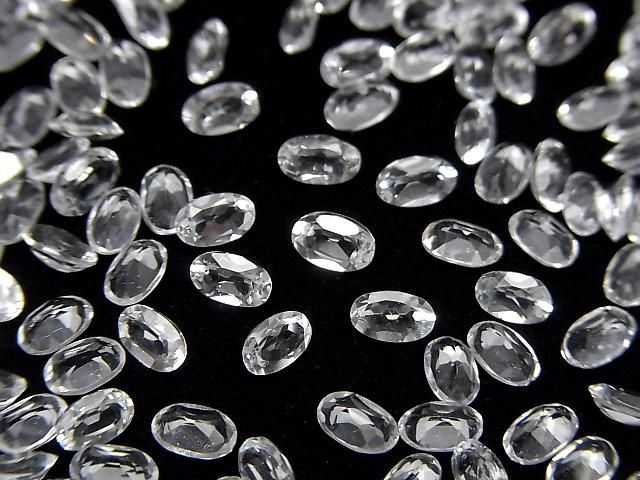 【動画】宝石質ホワイトトパーズAAA ルース オーバルファセットカット5×3mm 10粒の画像
