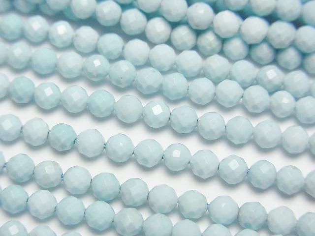 【動画】【素晴らしい輝き】マグネサイトターコイズ ラウンドカット3mm 1連(約37cm)の画像