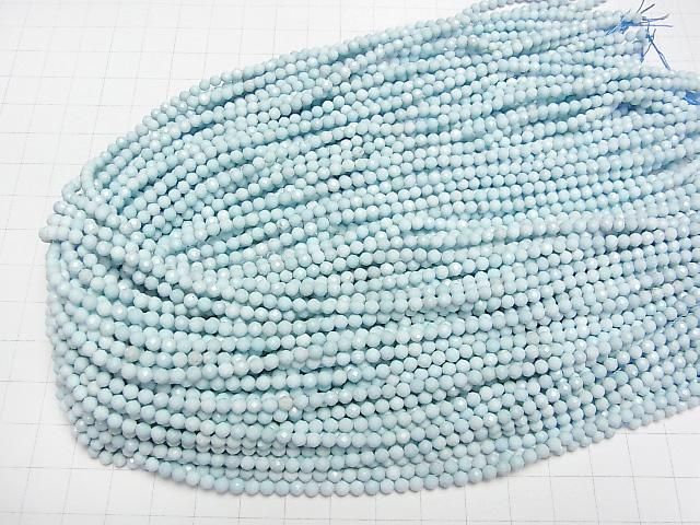 【動画】【素晴らしい輝き】マグネサイトターコイズ ラウンドカット3mm 1連(約37cm) サムネイル4