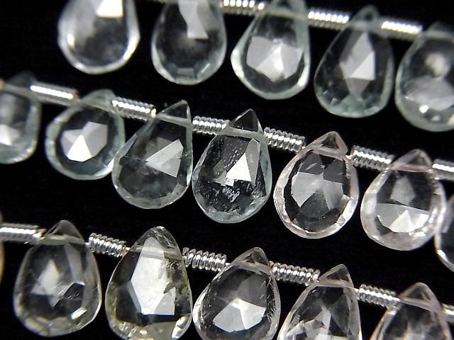 【動画】宝石質ベリルミックスAA++ ペアシェイプ ブリオレットカット 半連/1連(約18cm)の画像