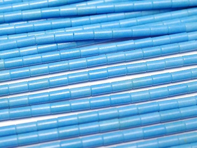 【動画】合成マグネサイトターコイズ チューブ4×2×2mm 1連(約36cm)の画像