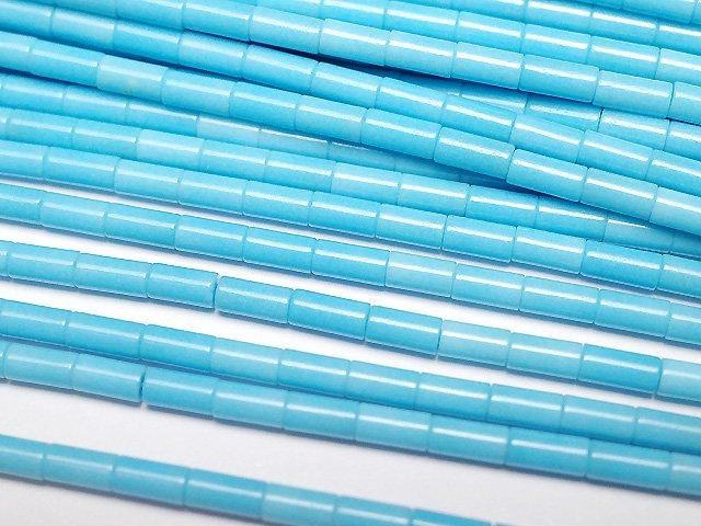【動画】合成マグネサイトターコイズ チューブ4×2×2mm 1連(約36cm)の画像