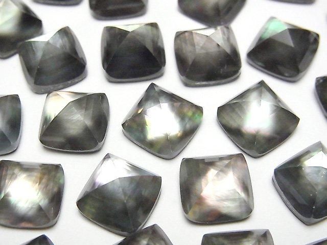 【動画】ブラックシェル×クリスタルAAA シュガーローフカット10×10mm 2個の画像