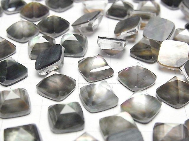 【動画】ブラックシェル×クリスタルAAA シュガーローフカット10×10mm 2個 サムネイル3
