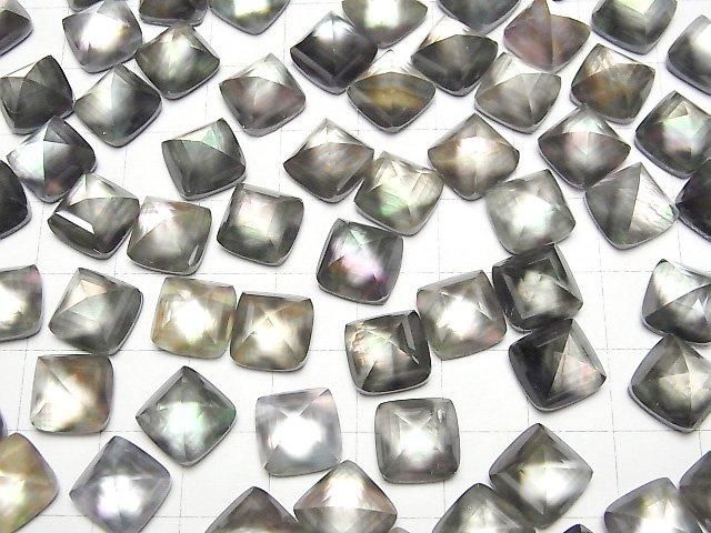 【動画】ブラックシェル×クリスタルAAA シュガーローフカット10×10mm 2個 サムネイル4