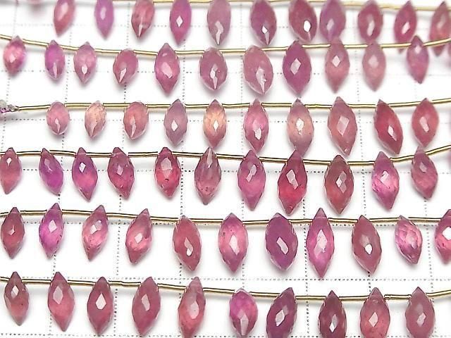 【動画】宝石質ルビー(ピンクサファイア)AA++ マーキスライス ブリオレットカット 半連/1連(12粒) サムネイル4