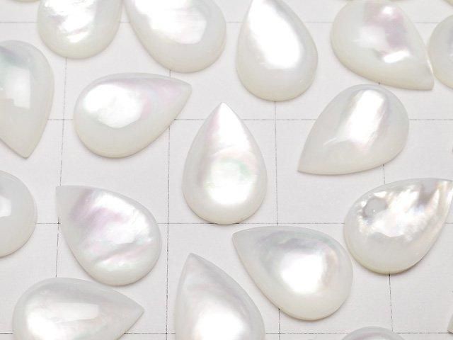 【動画】高品質ホワイトシェル(白蝶貝)AAA ペアシェイプ カボション12×8mm 3個 サムネイル2